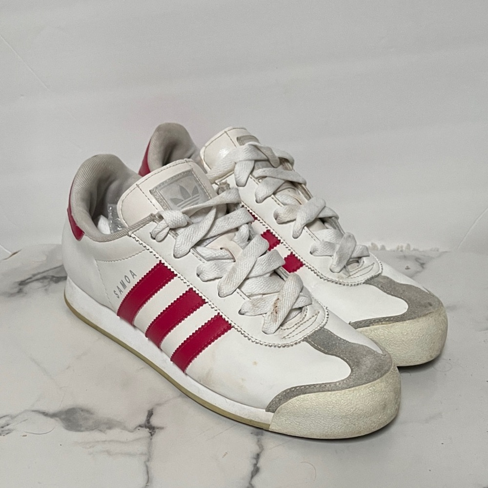 Adidas White and Pink Classic Sneakers
